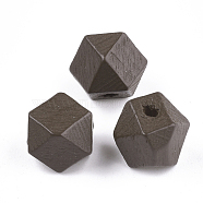 Painted Natural Wood Beads, Polyhedron, Coconut Brown, 13x13x10~10.5mm, Hole: 2.5mm(WOOD-S049-03A-01)