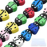 SUNNYCLUE 5 Strands Handmade Polymer Clay Beads, Ladybug, Mixed Color, 8~12x7.5~10x4~5mm, Hole: 1.5~2mm, about 38~40pcs/strand, 14.17 inch~15.35 inch(36~39cm)(CLAY-SC0001-45A)