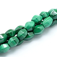 Natural Malachite Beads Strands, Hexagon Rice, 8x6~7x6~7mm, Hole: 0.8mm, about 50pcs/strand, 15.75 inch(40cm)(G-D0011-05A)