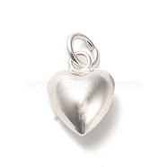 925 Sterling Silver Pendants, Heart Charms with Jump Rings, Silver, 10x8x5mm, Hole: 3mm(STER-P057-07C-S)