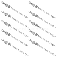 10 Sets Iron Chain Extender, with Ribbon Ends & Alloy Lobster Claw Clasps & Teardrop Charms, Platinum, 33mm(IFIN-YW0001-43)