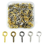 500Pcs Iron Screw Eye Pin Peg Bails, For Half Drilled Beads, Mixed Color, 10x5x1.2mm, Hole: 2.8mm(IFIN-YW0001-66)