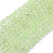 Natural Prehnite Beads Strands, Faceted, Round, 4mm, Hole: 1mm, about 90pcs/strand, 15.35 inch(39cm)(G-E411-25-4mm)