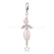 Acrylic Pendant Decorations, with Alloy Findings, Angel, Lavender, 72.5mm(HJEW-JM01862-01)
