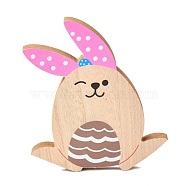 Easter Theme Natural Wood Display Decorations, Bunny & Egg, BurlyWood, 126x12x153mm(AJEW-P087-A06)