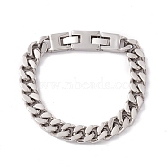 304 Stainless Steel Chunky Curb Chains Bracelet for Men Women, Stainless Steel Color, 8-7/8 inch(22.5cm)(BJEW-E107-11P-02)