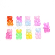 Gradient Color Opaque Resin Cabochons, with Glitter Powder Bear, Mixed Color, 17.5x11x6.5mm(CRES-R196-02)