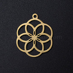 201 Stainless Steel Filigree Charms, Seed of Life/Sacred Geometry, Golden, 22.5x18.5x1mm, Hole: 1.5mm(STAS-T049-T671-2)