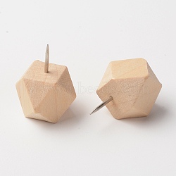 Wooden Map Pins, Drawing Push Pins, Octagon Head Thumbtack, with Stainless Steel Pin, BurlyWood, 24.5x14.5mm, Pin: 1mm(AJEW-WH0024-07)