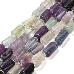 Natural Fluorite Beads Strands, with Seed Beads, Faceted Column, 9~11x6~7.5x6~7.5mm, Hole: 1.2mm, about 30pcs/strand, 15.16~15.55 inch(38.5~39.5cm)(G-G068-A17-01)