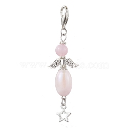 Acrylic Pendant Decorations, with Alloy Findings, Angel, Lavender, 72.5mm(HJEW-JM01862-01)
