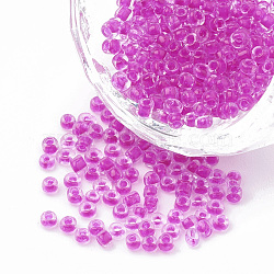 12/0 Glass Seed Beads, Inside Colors, Magenta, 2mm, about 30000pcs/pound(SDB139)