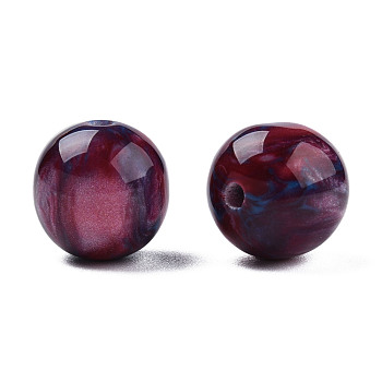 Resin Beads, Imitation Gemstone, Round, Camellia, 12x11.5mm, Hole: 1.5~3mm