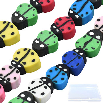 SUNNYCLUE 5 Strands Handmade Polymer Clay Beads, Ladybug, Mixed Color, 8~12x7.5~10x4~5mm, Hole: 1.5~2mm, about 38~40pcs/strand, 14.17 inch~15.35 inch(36~39cm)