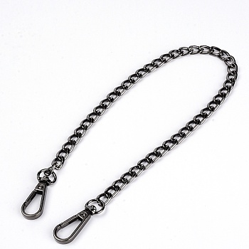 Iron Bag Strap, with Clasps, for Bag Straps Replacement Accessories, Gunmetal, 410mm, Links: 12x8x2mm, Clasp: 38x13.5x5mm