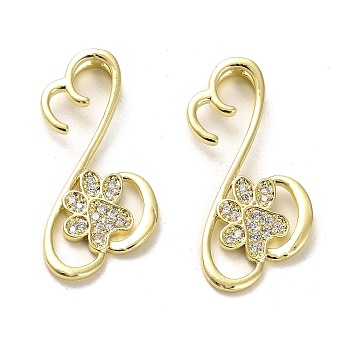 Brass Micro Pave Cubic Zirconia Pendants, Long-Lasting Plated, Claw, Golden, 28x15x4mm, Hole: 3.5x1.8mm