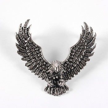 316 Surgical Stainless Steel Pendants, Eagle/Hawk Charm, Antique Silver, 43x46x11mm, Hole: 10x6mm