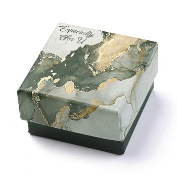 Cardboard Jewelry Boxes, with Sponge Inside, for Jewelry Gift Packaging, Square with Marble Pattern and with Word Specially for U, Slate Gray, 5.2x5.15x3.2cm