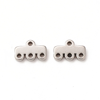 304 Stainless Steel Chandelier Component Links, 4-Loop Connector, Rectangle, Stainless Steel Color, 5x8x1.5mm, Hole: 1mm