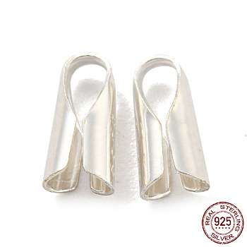 925 Sterling Silver Cord End, Folding Crimp Ends, with S925 Stamp, Silver, 7x2.5x2.5mm, Hole: 2.5x1.8mm