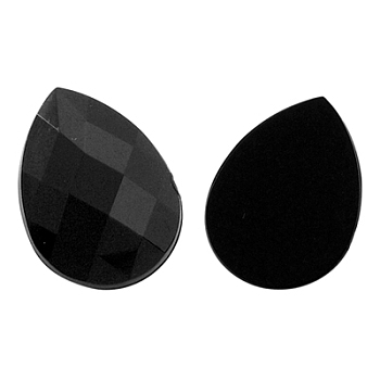 Imitation Taiwan Acrylic Rhinestone Cabochons, Flat Back, Faceted Teardrop, Black, 18x13x4mm, about 500pcs/bag