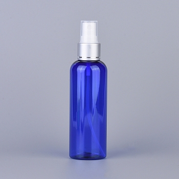100ml Refillable PET Plastic Spray Bottles, with Fine Mist Sprayer & Dust Cap, Round Shoulder, Blue, 14.1x3.85cm, Capacity: 100ml(3.38 fl. oz)