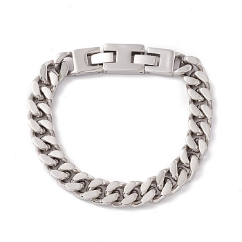 304 Stainless Steel Chunky Curb Chains Bracelet for Men Women, Stainless Steel Color, 8-7/8 inch(22.5cm)