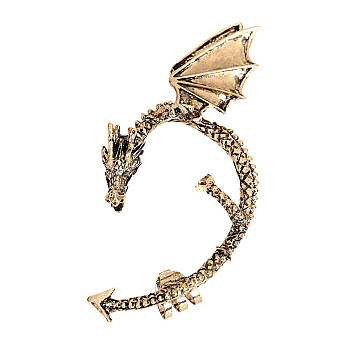 Alloy Dragon Cuff Earrings, Gothic Climber Wrap Around Earrings for Non Piercing Ear, Antique Bronze, 80x45mm