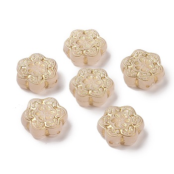 Plating Acrylic Beads, Golden Metal Enlaced, Frosted, Flower, Moccasin, 18x17x7mm, Hole: 1.4mm, about 315pcs/500g