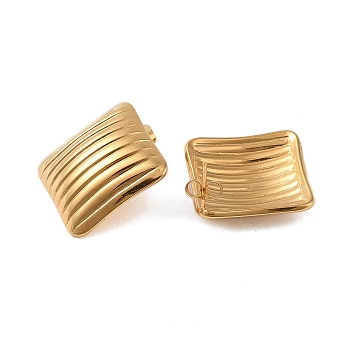304 Stainless Steel Earrings, Square, Golden, 29x29mm
