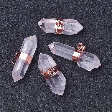 Natural Quartz Crystal Double Terminated Pointed Pendants(G-P253-02RG)-3