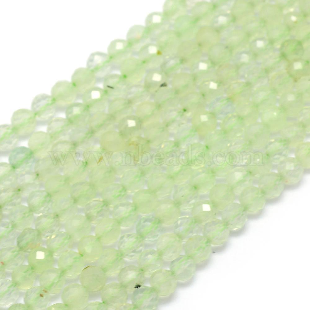 AAA Micro Faceted Natural Green Prehnite Round Beads 3mm 4mm 6mm 15.5 Strand