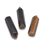 Natural Tiger Eye Pointed Beads, Healing Stones, Reiki Energy Balancing Meditation Therapy Wand, No Hole/Undrilled, For Wire Wrapped Pendant Making, Bullet, 36.5~40x10~11mm(G-G795-02-18)