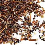 MIYUKI Seed Beads Mix, Japanese Seed Beads, Mixed Shape, Coffee, 1~9x1.5~2mm, Hole: 0.5~1mm(X-SEED-Z005-01A)