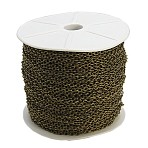 Iron Cable Chains, Unwelded, with Spool, Oval, Antique Bronze, 3.9x2.8x0.7mm, about 328.08 Feet(100m)/roll(N0YHW011)