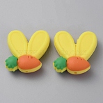 Rabbit Ears with Carrot Food Grade Eco-Friendly Silicone Focal Beads, Yellow, 27x25.5x10mm, Hole: 3mm(SIL-SZC0003-05H)