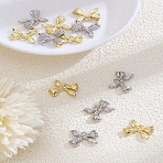 12Pcs 2 Colors Rack Plating Alloy Pendants, Cadmium Free & Nickel Free & Lead Free, Bowknot Charms, Platinum & Golden, 13x15.5x3mm, Hole: 1.8mm, 6pcs/color(FIND-LP0005-41)