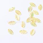 Plastic Paillette Links, Sequins Beads, Leaf, Champagne Yellow, 8.5x4.5x0.5mm, Hole: 1mm, about 30000pcs/500g(PVC-R009-0520)