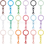 54Pcs 18 Styles Spray Painted Iron & Alloy Keychain Clasps, with Chains, Mixed Color, 60~61mm, 3pcs/style(FIND-SC0016-26)