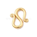 Brass S-Hook Clasps, Nickel Free, Real 18K Gold Plated, 12.5x10.5x1.5mm, Hole: 0.6mm(KK-P340-47G)