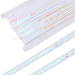 Polyester Ribbon, with Paillette, White, 1/2 inch(13~14mm), about 10.94 Yards(10m)/Roll(OCOR-WH20001-58B)