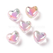 Transparent Acrylic Beads, Bead in Bead, AB Color Plated, Heart, Pink, 19x21.5x14mm, Hole: 3.5mm(TACR-G044-01F)