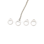 316 Stainless Steel Charms, Chain Extender Drop, Teardrop, Stainless Steel Color, 7.5x6mm, Hole: 1mm(STAS-L236-06P)