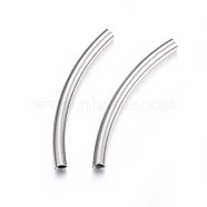 304 Stainless Steel European Tube Beads, Curved Tube, Stainless Steel Color, 60x5mm, Hole: 4mm(X-STAS-F174-19P-B)