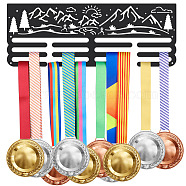 Iron Medal Holder Frame, Medals Display Hanger Rack, 3 Lines, with Screws, Rectangle, Mountain Pattern, 150x400mm(ODIS-WH0022-032)