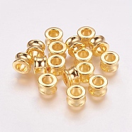 Tibetan Style Alloy European Beads, Large Hole Beads, Barrel, Golden, Lead Free & Cadmium Free, 8x5.5mm, Hole: 4.5mm(K0PCJ011)