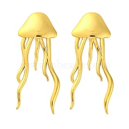 Ion Plating(IP) 304 Stainless Steel Jellyfish Stud Earrings, Real 18K Gold Plated, 38x16mm(EJEW-D281-29G)