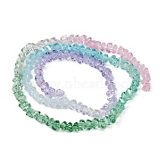 Transparent Baking Paint Glass Bead Strands, Segmented Multi-color Beads, Faceted Triangle, Medium Sea Green, 4.5x4x3.5mm, Hole: 1mm, about 134~137pcs/strand, 13.27~13.39''(33.7~34cm)(GLAA-YW0003-17G)