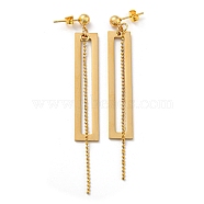 Vacuum Plating Golden 304 Stainless Steel Rectangle Dangle Stud Earrings, Chains Tassel Earrings, Golden, 82x10mm(EJEW-D083-09G)