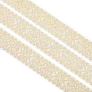 Ethnic Style Embroidery Polyester Ribbon, Clothing Accessories, Floral Pattern, Light Yellow, 2 inch(50mm), about 7.66 Yards(7m)/Bundle(OCOR-WH0046-14A)